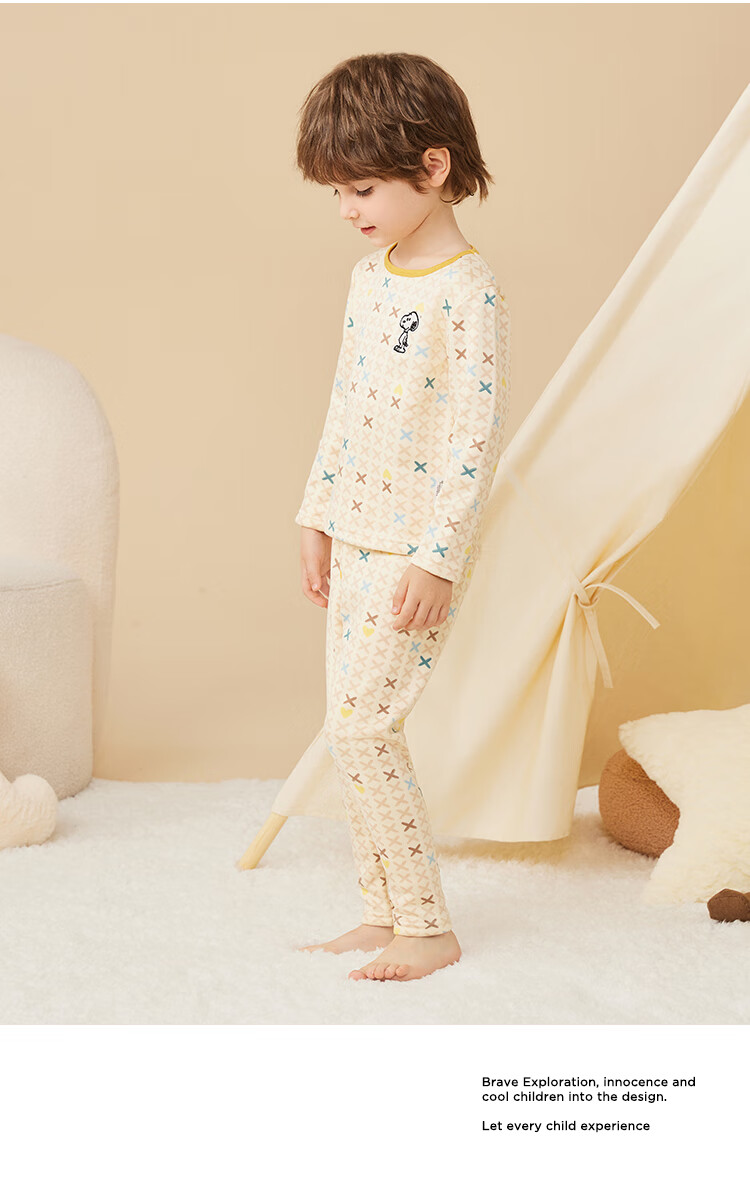 SNOOPY Kids Thermal Underwear Fleece-Lined Milk Silk Set Autumn Pajamas for Children and Teens Spring New Arrival 16