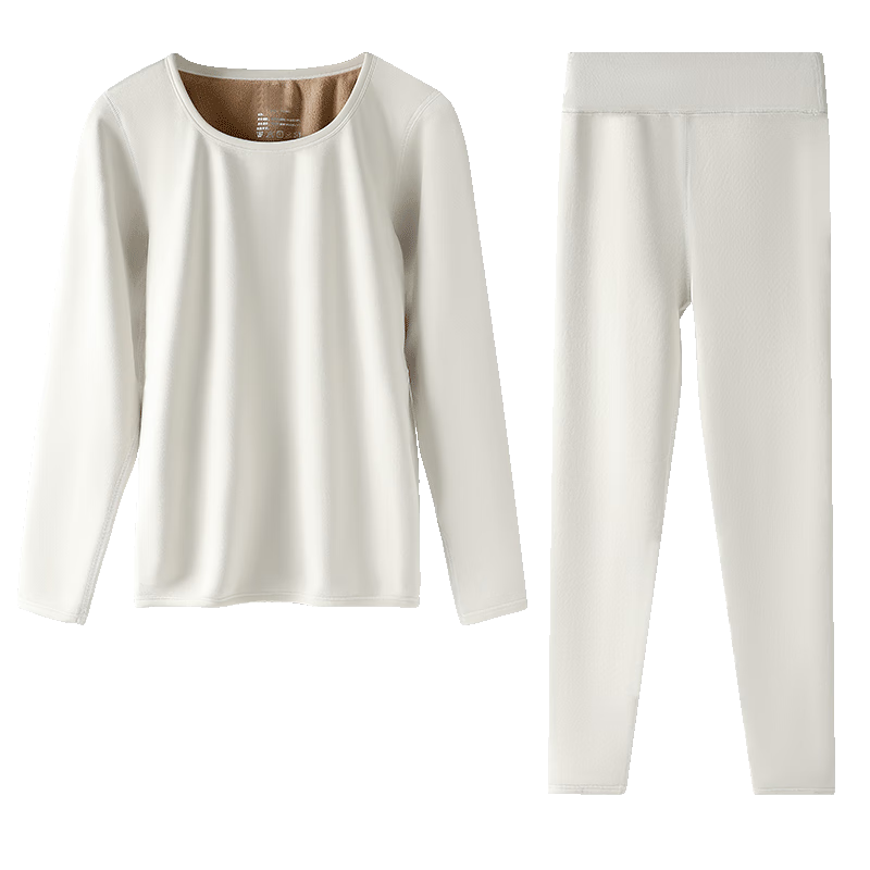 Me Feeling Women's Thermal Underwear Winter Fleece Lined Thickened Lambswool Close-fitting Cold-resistant Heat-retaining Quick Warm Base Layer Set Autumn Top and Bottom