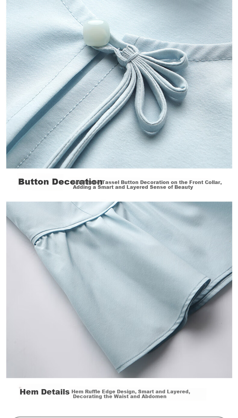 Olrain Elegant Sleeveless Workwear Set - Top and Skirt Two-Piece Summer Women's Outfit Light Blue M 26