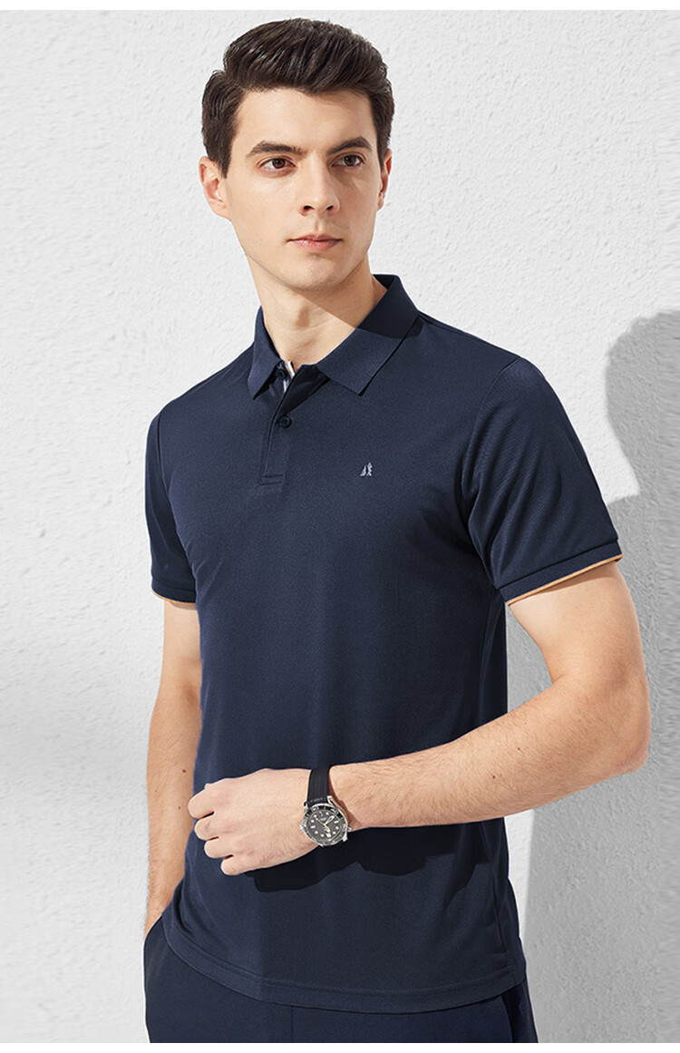 Shanshan [Cool and Skin-Friendly] Short Sleeve T-Shirt Men's Summer Business Casual Commuter Sports Polo Solid Color Embroidered Menswear 15