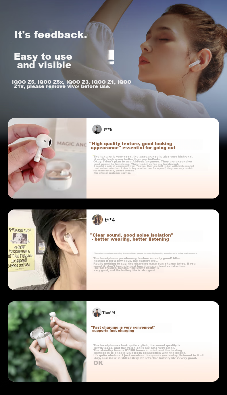 Manbuzhehuazai Magic ANC True Wireless Bluetooth Earphones, Semi-In Active Noise Cancellation, 30-Hour Battery Life, Dual Device Connection, Compatible with Apple, Huawei, Xiaomi, Bean Gree 2