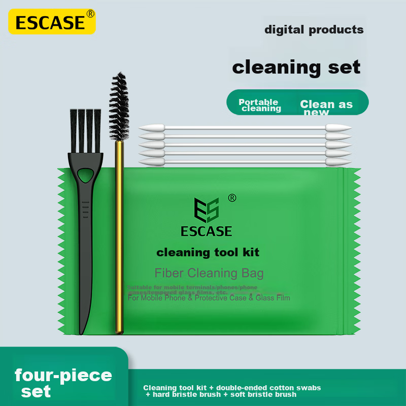 ESCASE AirPods 5 Cleaning Kit, Suitable for Apple 4/Pro3 Phones, Cleans Keyboard, Phone Charging Port, Earphone Charging Case, Cleaning Set, 4-Piece Set, ES-MCS