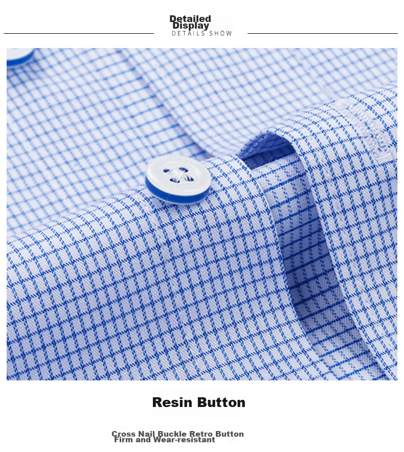 FIRS Long-Sleeve Shirt for Men, Middle-Aged And Young Business Casual Plaid Shirt TRT4450 Blue Plaid Long-Sleeve Size 38 12