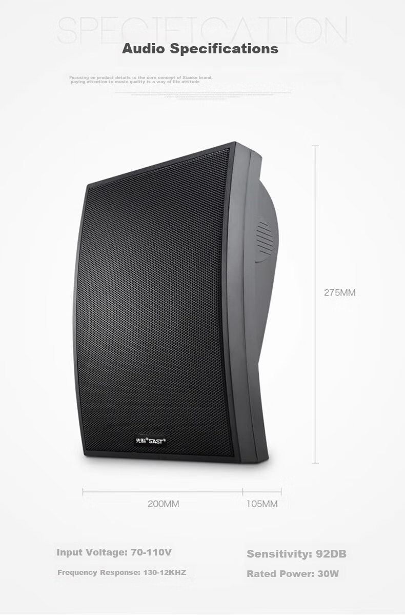 SAST DW70 Constant Voltage Wall-Mounted Speaker, 30W, for Meetings, Shops, Commercial Use, Engineering, Passive Conference Rooms, Dance Studios, Home Use, Background Music, Public Address System Speakers, Black 4