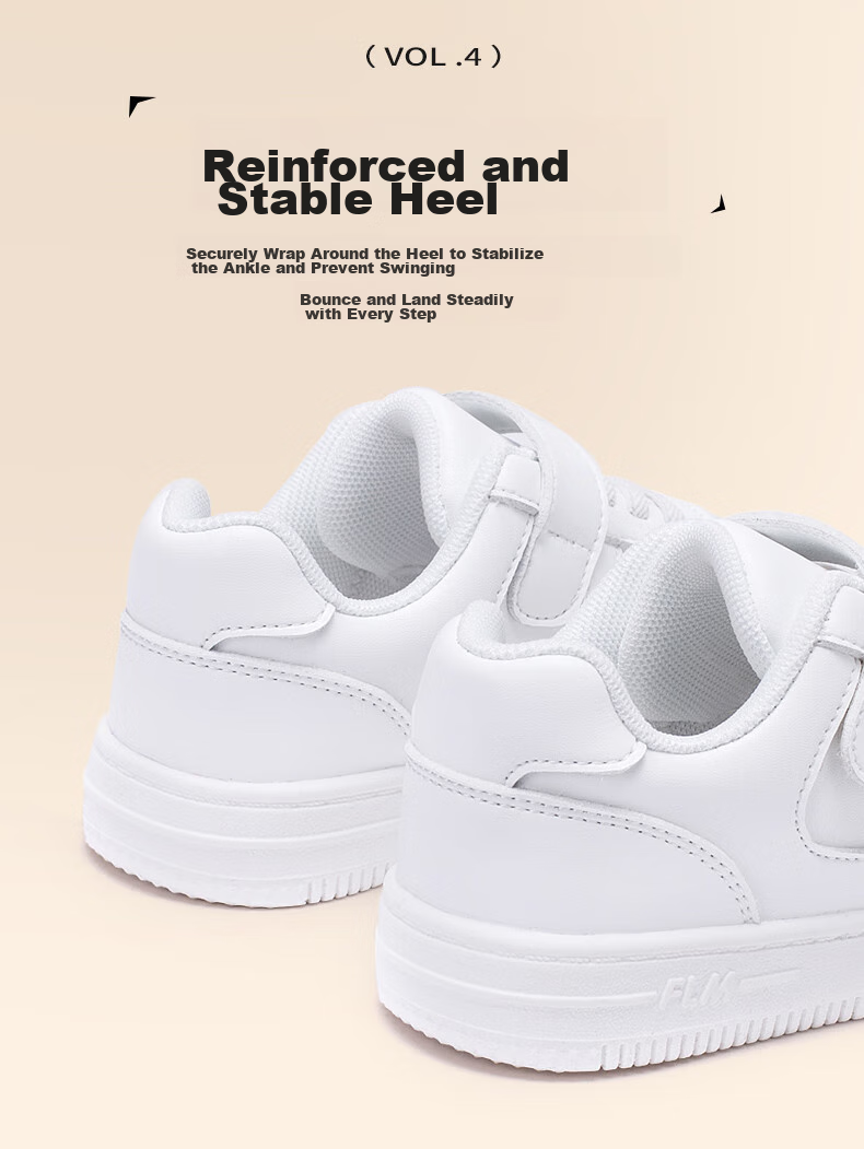 Follow Me Boys And Girls Sports White Sneakers Children's School Campus Shoes Spring Autumn Fashion Breathable Performance Casual Shoes Xueyuanbai 37 8