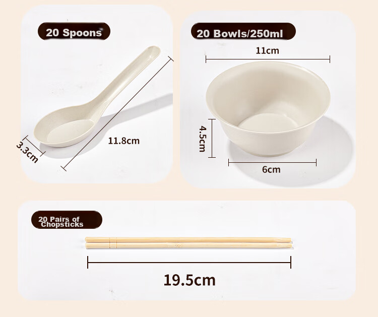 SHUANG YU Disposable Tableware Set for 10 People [Paper Cups + Paper Bowls + Chopsticks] Picnic Camping Disposable Tableware 11