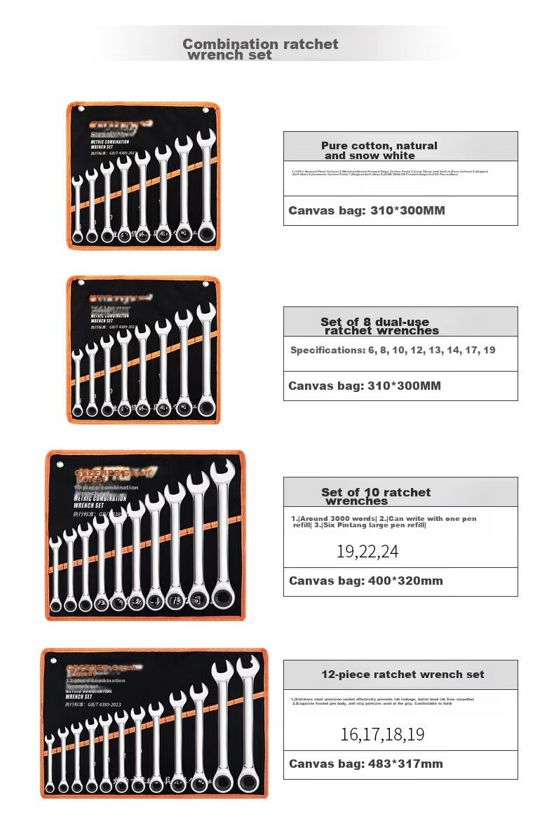 GREENER Open-End Plum Blossom Wrench Set, 6-14mm, 7-Piece Set, Dual-Use Wrench, Labor-Saving, Quick, for Auto Repair And Mechanical Maintenance Tools 18