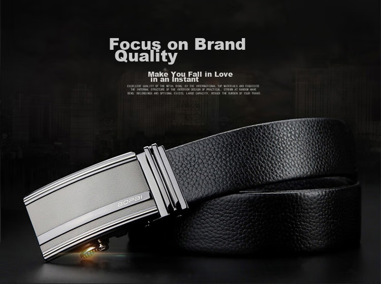 Bopai Genuine Leather Men's Belt with Automatic Buckle, Top-Grain Cowhide Waistband, Business Gift for Me 2
