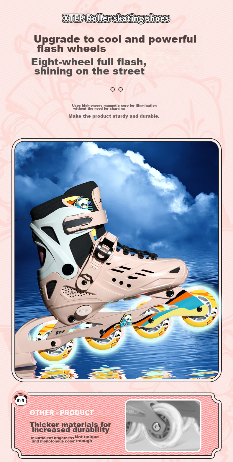 XTEP Roller Skates for Children, Inline Skates for Girls, Roller Shoes for Kids, Boys' Roller Skates [Essential for Primary And Secondary School Roller Skating Courses] 12