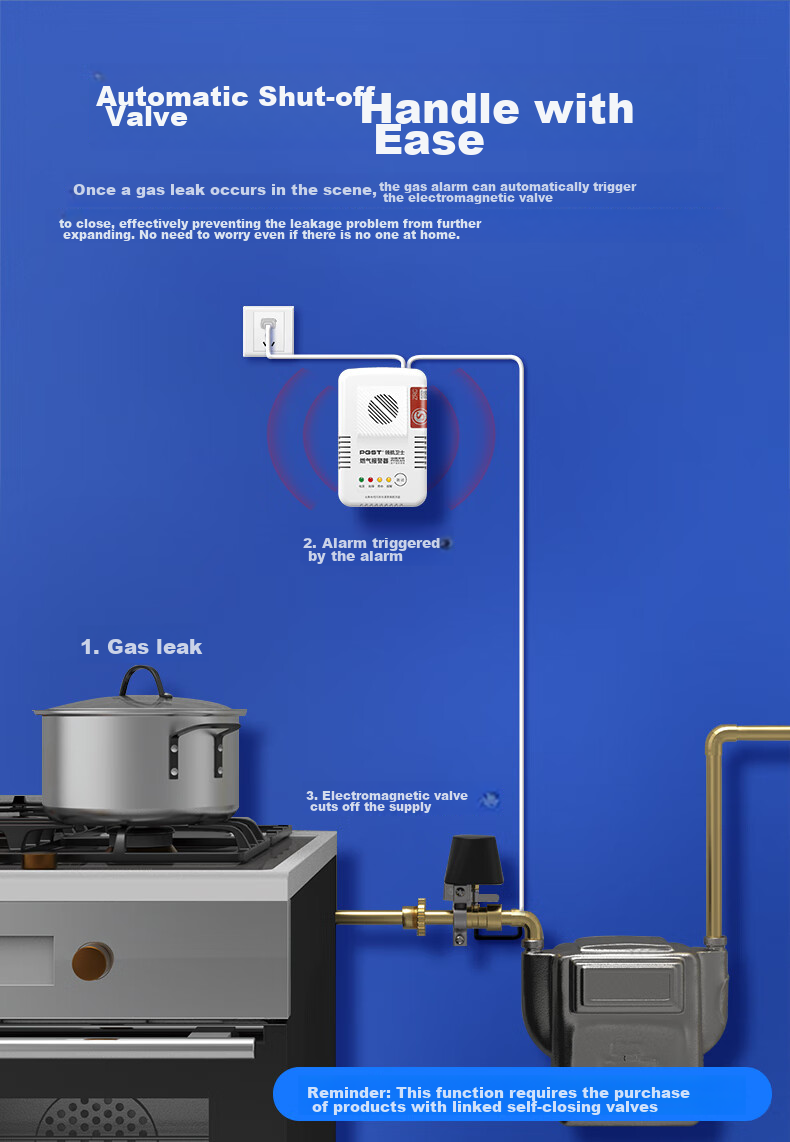 PGST Gas Alarm, Natural Gas Detector, Coal Gas Leak Alarm, Household Kitchen Natural Gas Detector, R03 11