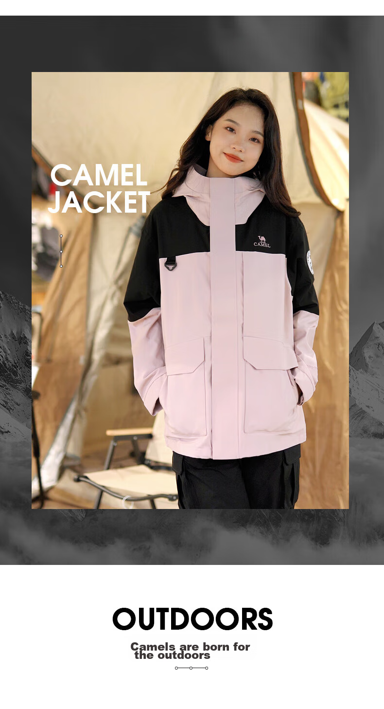 CAMEL Women's 3-in-1 Down Jacket Winter Detachable Liner Waterproof Coat 18