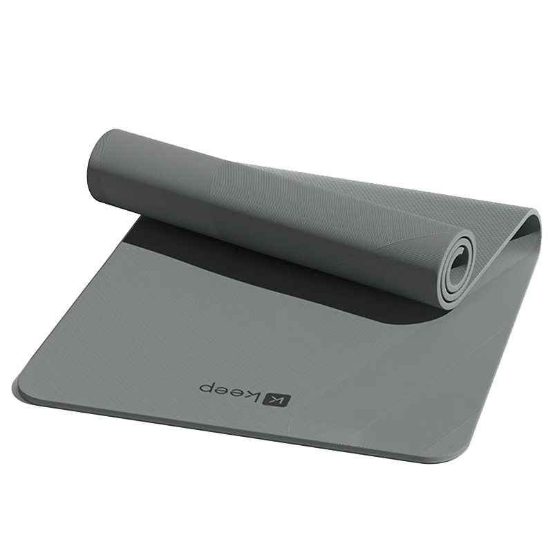 Keep Yoga Mat, Fitness Mat TPE Widened And Thickened 183*80cm for Beginners Men Women Home Use 9mm Stylish Gray