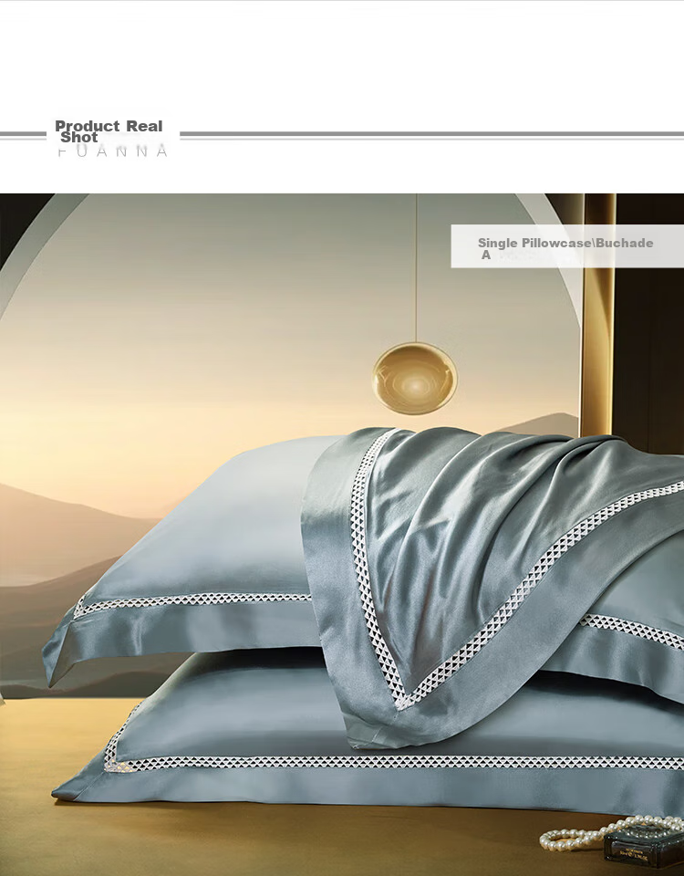 Fuanna Home Textile Pillowcase 19 Momme Silk Pillowcase Class A Silk Cotton Satin Single Pillowcase 74x48cm Kawhi Green 6