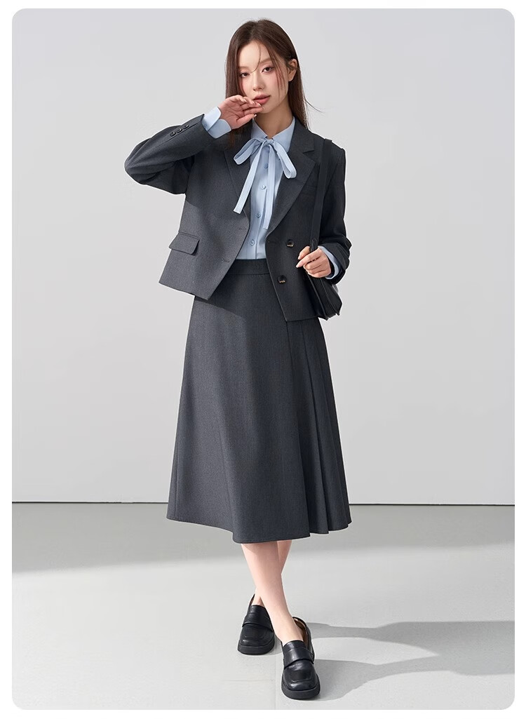 Bodexiaojie Beige Interview Suit Jacket for Women, Professional Commute Formal Wear, Lightweight Office Suit for Petite Figures 25