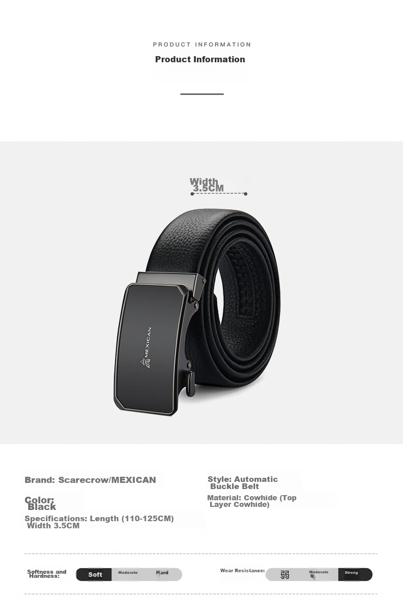 MEXICAN Top-Grain Leather Belt with Automatic Buckle, Zodiac Year Men's Waistband, Wedding Gift, Birthday Present for Boys And Fathers 9