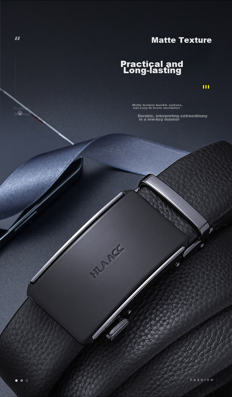 HLA Men's Belt, Top-Grain Leather, Automatic Buckle, Waistband, Practical Birthday Gift for Dad Or Husband, New Style 3