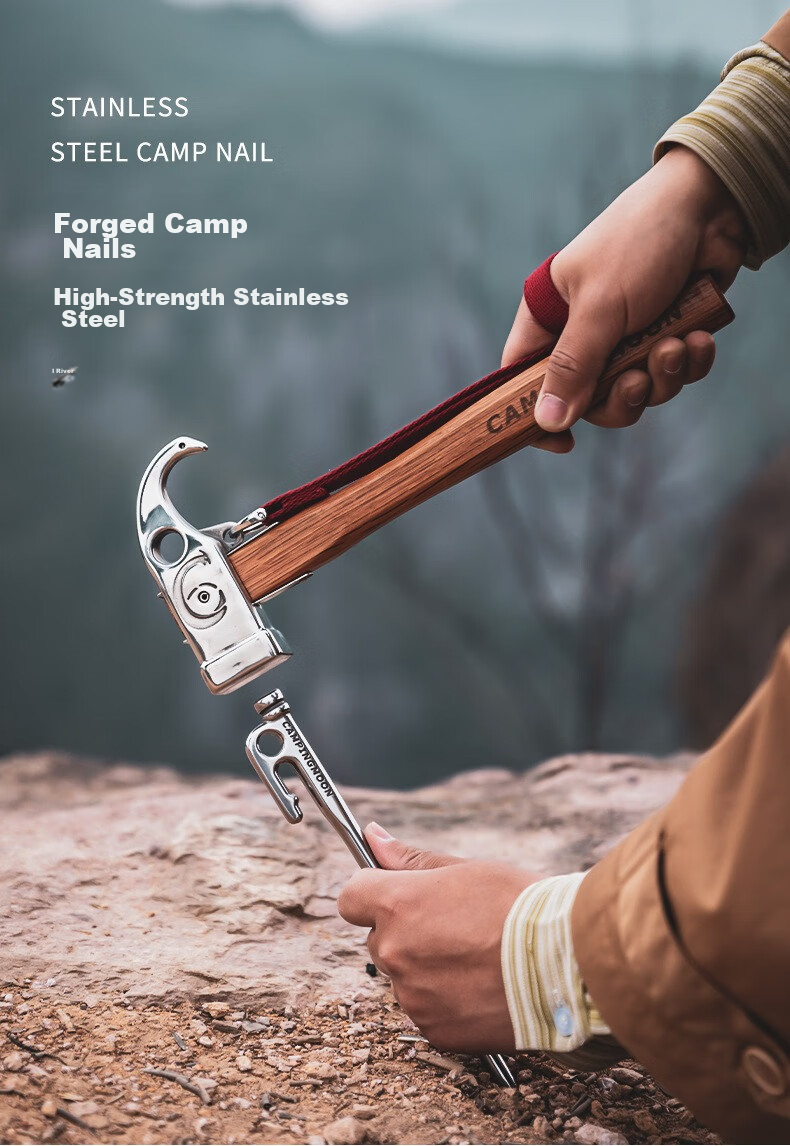 Campingmoon Stainless Steel Ground Stakes, Reinforced Camping Pegs, Outdoor Windproof Fixers, Tent Stakes, 35CM, 6 Pieces 1