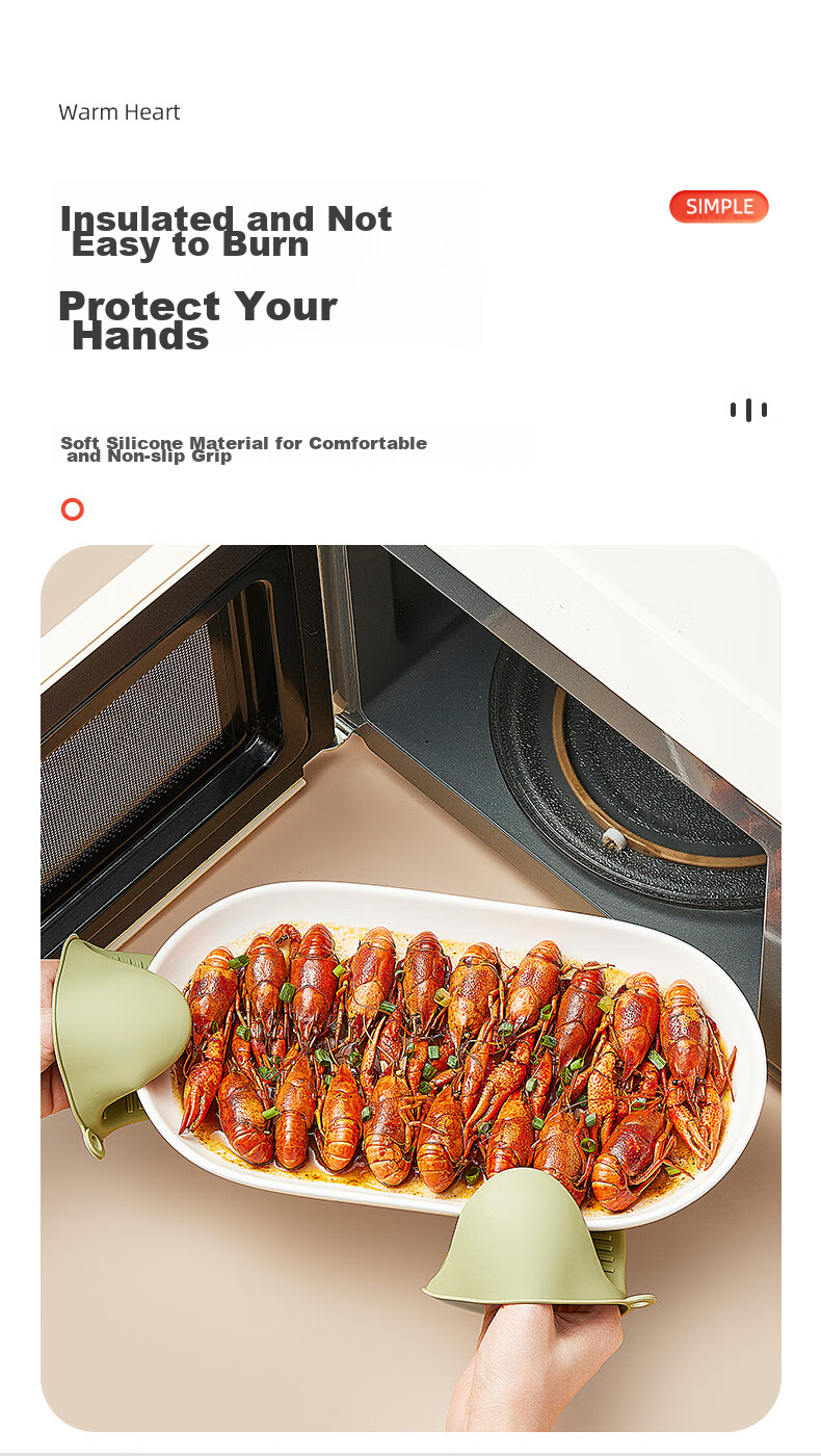 Jiadu Kitchen Silicone Heat-Resistant Finger Gloves, Thickened, High-Temperature Resistant, Anti-Scalding Gloves for Microwave Oven, Baking, And Handling Bowls, Plates, Dishes, Tongs 3
