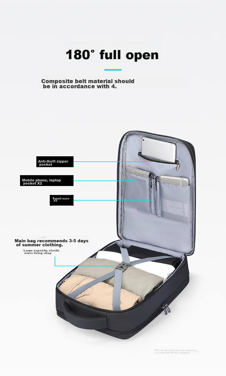 MARK RYDEN Backpack for Men, Casual Multi-Functional Laptop Bag, Travel Bag, Student Schoolbag MR2900 Elegant Black Standard Style 7