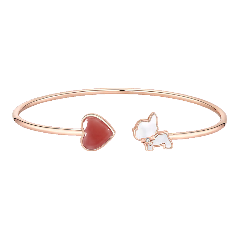 Grace Girl Dog Diamond Bracelet for Women, High-End Light Luxury Simple Rose Gold Jewelry, Anniversary Birthday Gift for Girlfriend