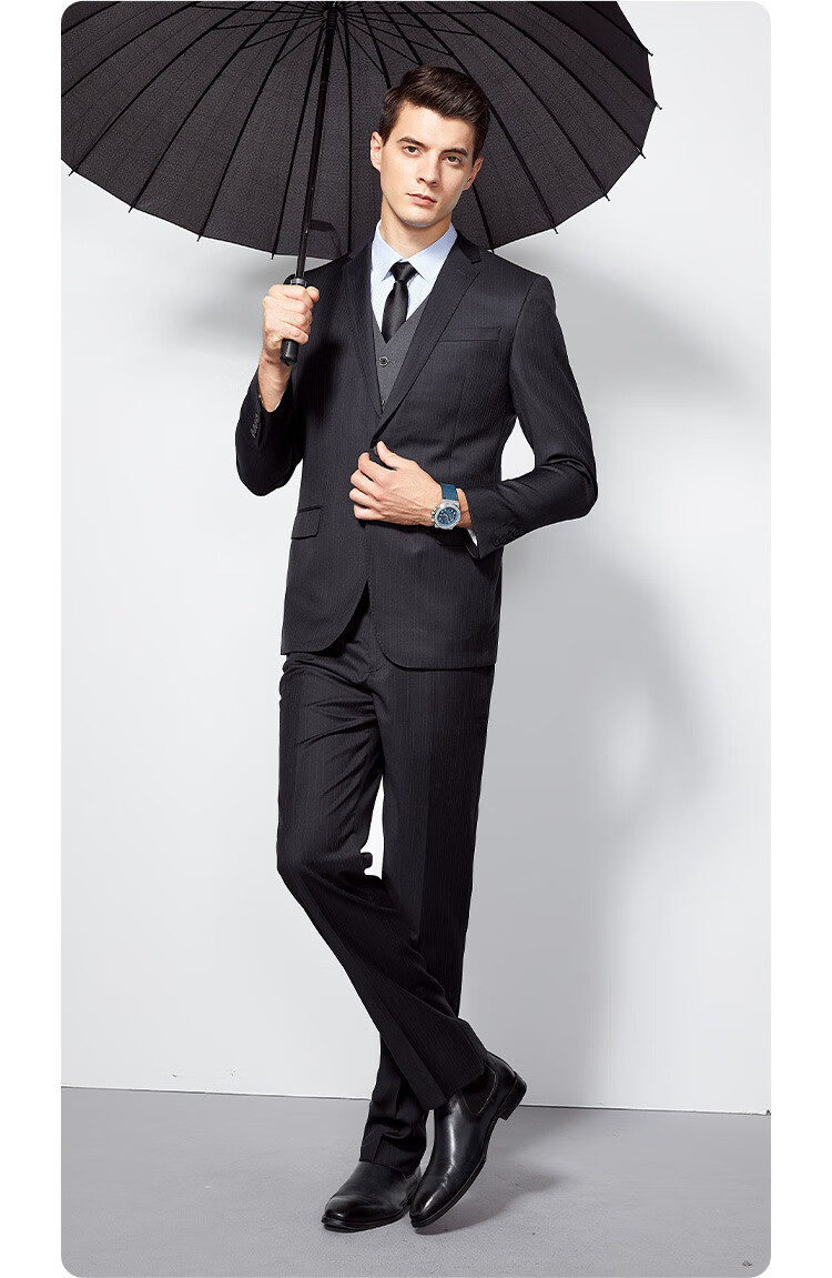 FIRS Men's Suit Set, Four Seasons Business Casual Two-Piece Suit, Groom And Groomsman Formal Wear, Work Attire, Striped Comfortable Suit Set 2