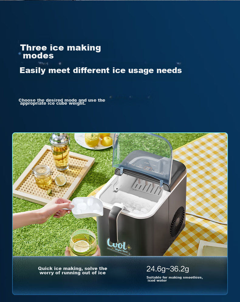 SUPOR Ice Maker for Home, Compact Cube Machine, Mini Office Dorm Three Ice Making Modes, Bullet Ice, Rapid Ice Production, Self-Cleaning SW-ZB12T001 10