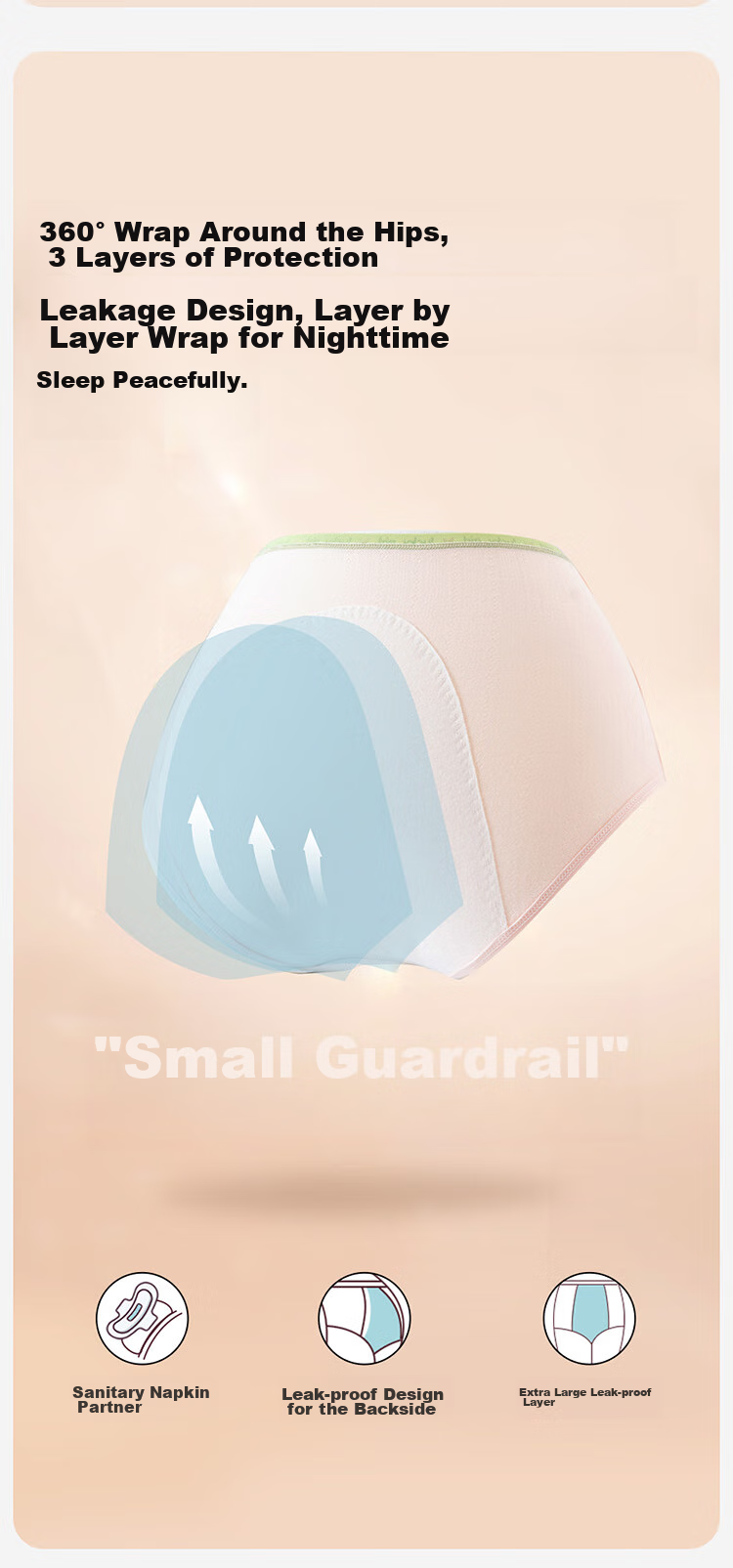Dingguagua Girls' Menstrual Underwear, Leak-Proof Triangle Panties for Teenagers, Antibacterial Shorts for Primary And Secondary School Students, 2 Pairs, 6865, Size 170 4