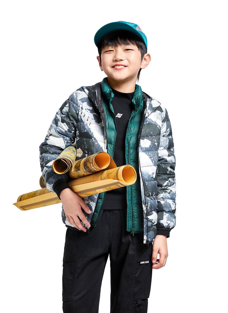 Annil Children's Clothing, Boys And Girls Lightweight down Jacket, 2024 Winter New Style Triple Protection Warm Coat, Black Floral Pattern, Size 170 4