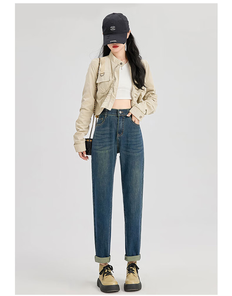 LangSha High Waist Harem Jeans for Women Spring Autumn Pear Shape Loose Slimming Cropped Vintage Carrot Dad Pants 17