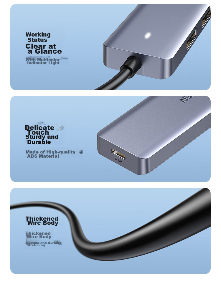 UGREEN Dual-Head Four-In USB Hub Expansion Dock, Type-C 3.0 Splitter, Multi-Port Adapter Converter for Laptops And Smartphones, 0.15m 19