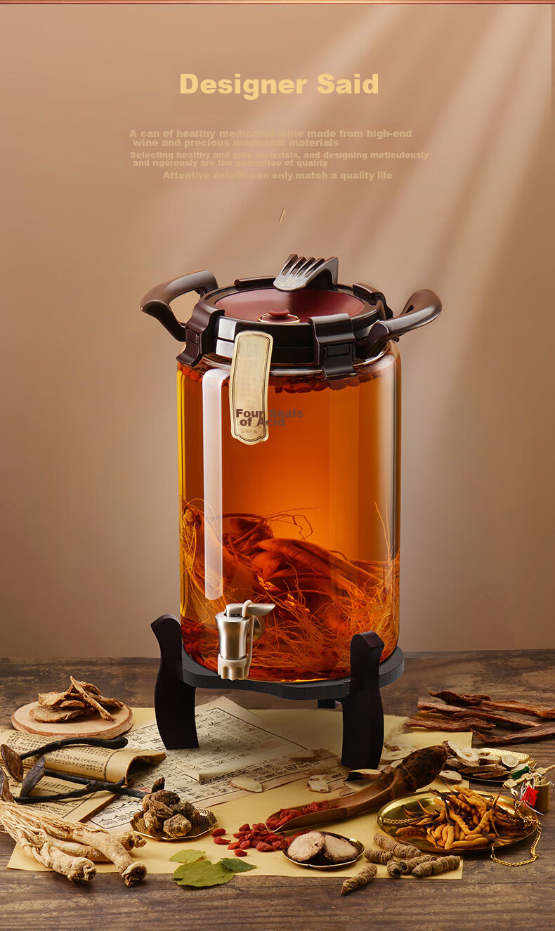 Juyuansu High-Quality Thick Heat-Resistant Glass Infusion Jar with Lid And Base, 10L Capacity 2