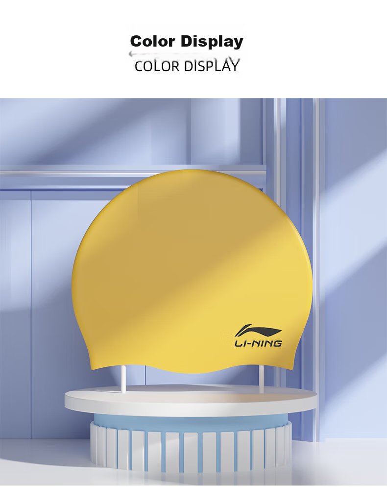 Li-Ning Swimming Cap, Waterproof Silicone, Comfortable for Men And Women, Non-Binding, Suitable for Long Hair, Swim Cap LSMR808-1 11