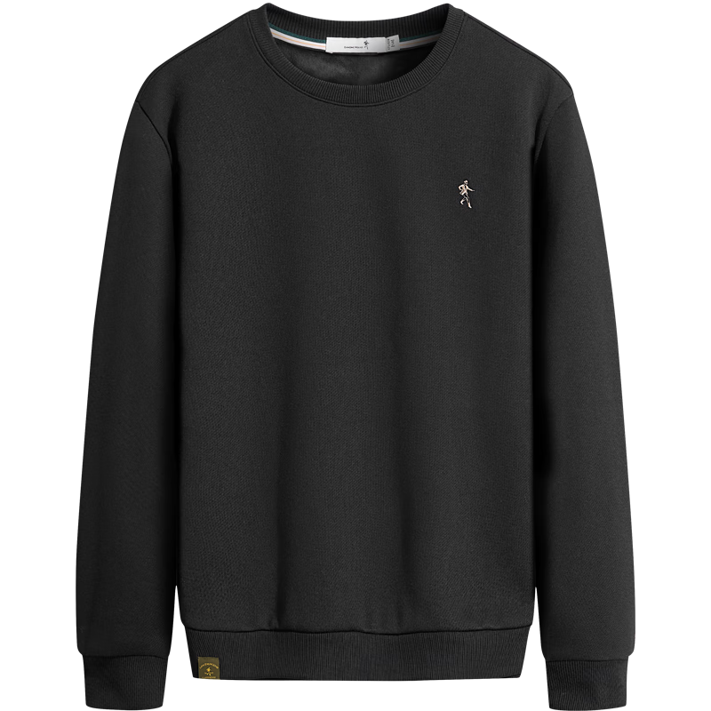 DANCING WOLVES Xinjiang Long Staple Cotton Autumn Winter Versatile Warm Men's Hoodie 001 Black (Fleece Lined) S(165)