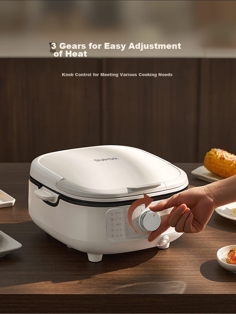 SUPOR Electric Griddle with Detachable Upper And Lower Plates, Steamer Pot Hot Pot Wok, Pancake Maker Sandwich Machine Breakfast Maker 75mm Deep Adjustable Heat JT2828R864 13