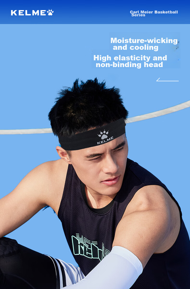KELME Sports Sweatband Headband for Men And Women, Sweat-Absorbing Band for Basketball Running Anti-Sweat Headband Hair Tie White One Size Fits All 1