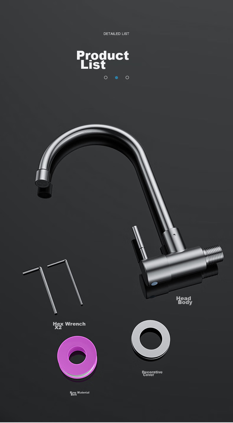Haili Wall-Mounted Single Cold Faucet, 304 Stainless Steel Kitchen Sink Faucet, Wall-Mounted, for Washing Vegetables, Clothes, Mop, And Basin, Model 1141D 17