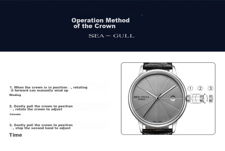 SEAGULL Men's Automatic Mechanical Watch, Bauhaus Date Display Men's Watch, Birthday Gift for Men, Model 6091 29