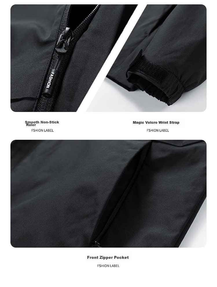 ROMON Men's Trendy Spring Hooded Jacket, Breathable Casual Business Coat for Young Professionals, E29 Black 3XL 6