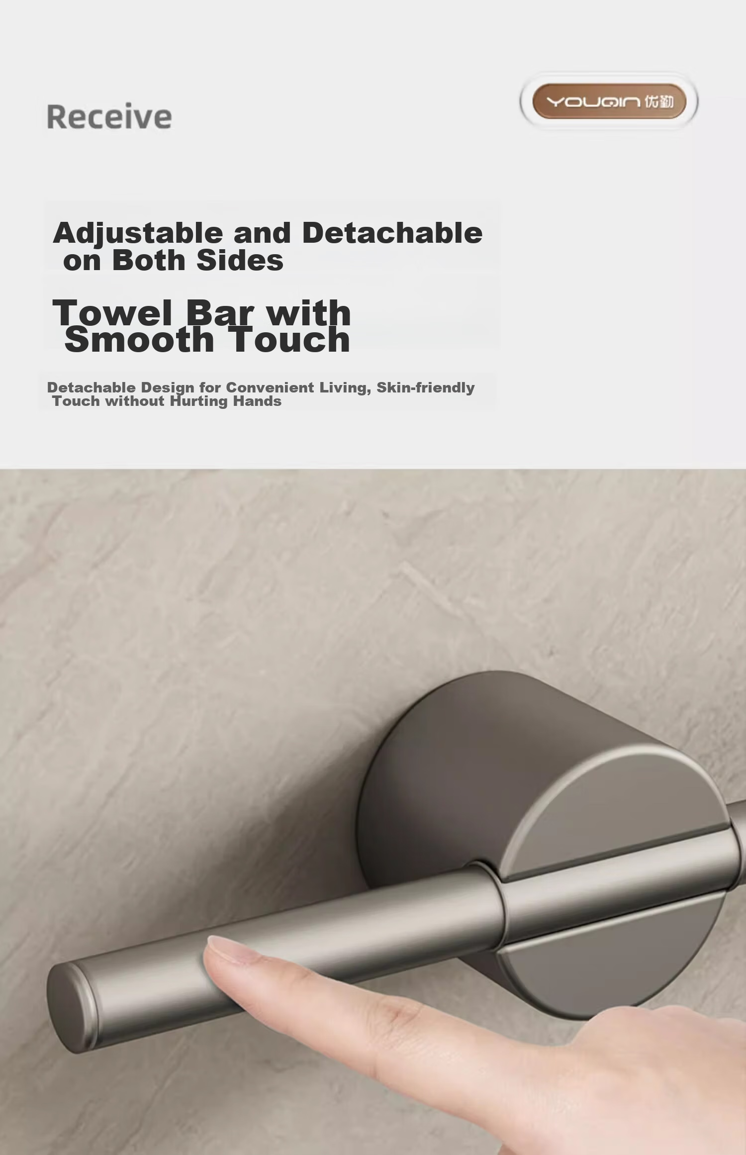 MUYA Bathroom Towel Rack, No Drilling Required, Space Aluminum Suction Cup Wall-Mounted, Weight Capacity 100 Jin, Foldable, Bathroom Storage Shelf 16