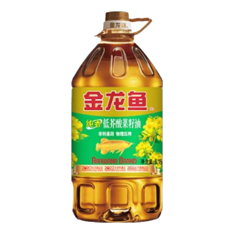 金龙鱼 食用油【保真菜籽油】非转基因压榨 纯香低芥酸菜籽油6.18L 