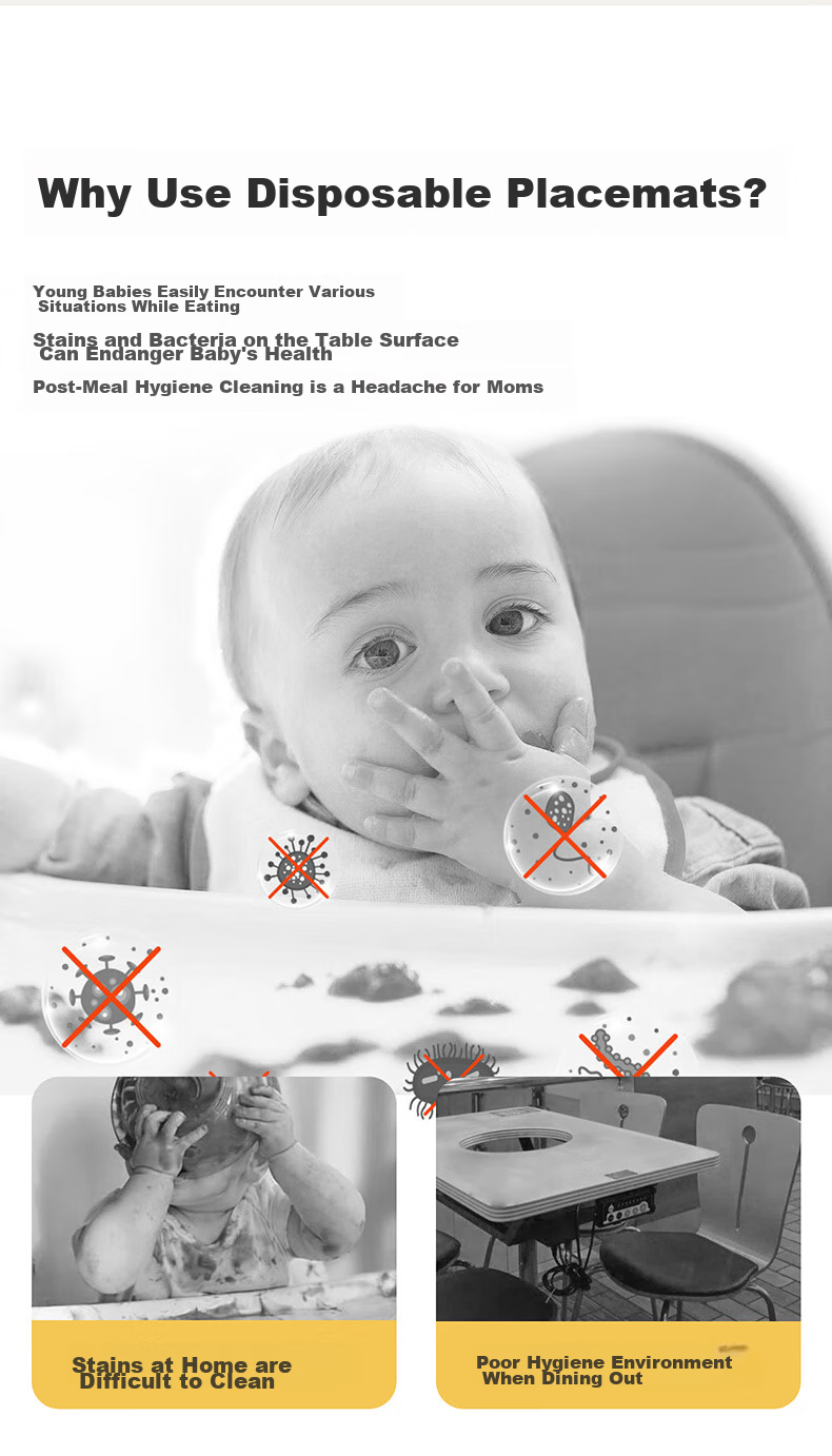 Easy Your Home Children's Portable Disposable Placemat, Baby-Approved, Waterproof And Oil-Proof Table Mat for Outdoor Use, Antibacterial And Dirt-Proof 2
