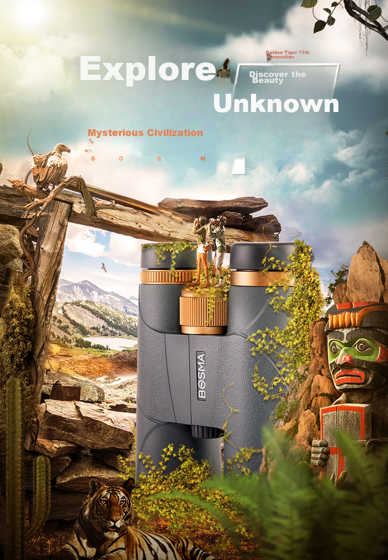 BOSMA Binoculars, High-Definition, High-Magnification, Adult Low-Light Night Vision, Portable Hummingbird 10X42ED Micro-Prism Field 1