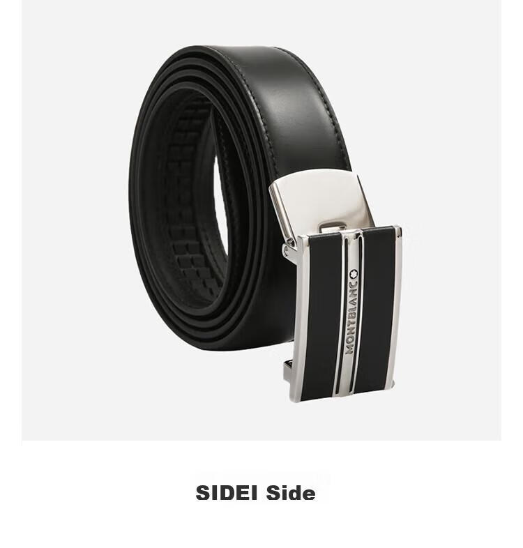 MONTBLANC MONTBLANC Leather Buckle Automatic Buckle Black Single-Sided Belt, 3cm, 118421, Mid-Autumn Festival Gift 8