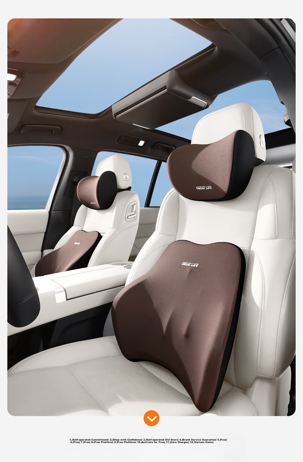 GREAT LIFE Car Headrest And Lumbar Support Set with Memory Foam Neck Pillow And Waist Cushion, In-Car Neck Protection And Lumbar Support Pad 21