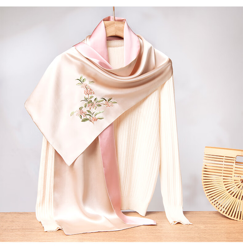 Zhijinlou Suzhou Embroidery Silk Scarf for Women, Chinese Style Business Gift, Mulberry Silk Handmade Embroidered Scarf, Bookmark Pen Set, Birthday Present 11
