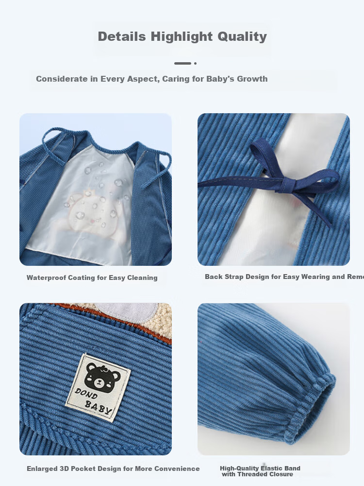 9I9 Baby Eating Smock, Long-Sleeve Waterproof Infant Bib, Painting Apron, Protective Clothing A014 3