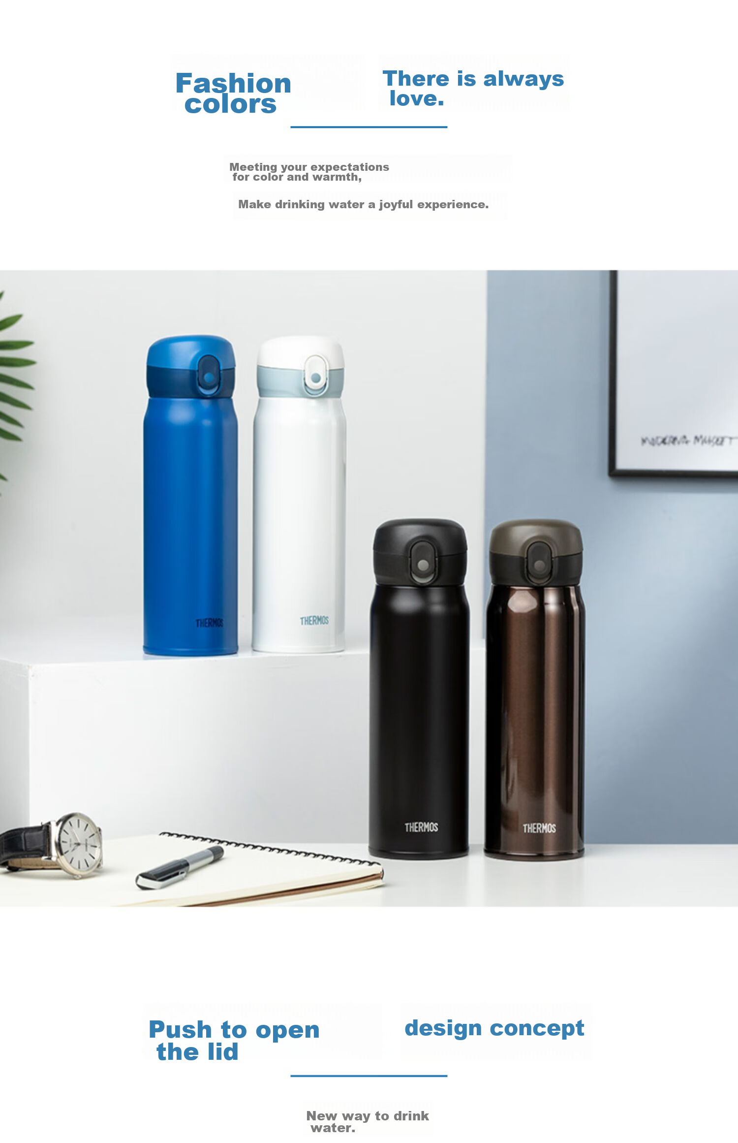 THERMOS Insulated Mug, 550ML High Vacuum Large Capacity Stainless Steel Gift Cup, Push-Button Cup, TCMC-550S BK 3