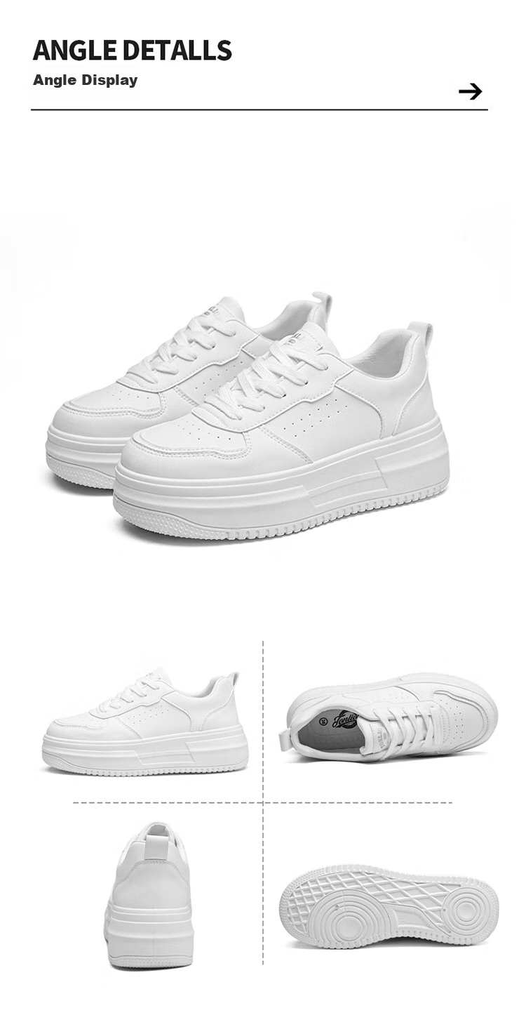 TonLion Women's Shoes, Summer Thick-Soled Breathable White Sneakers, Ladies Casual Shoes, Female Student Sports Skateboard Shoes, Brown, Size 38 13