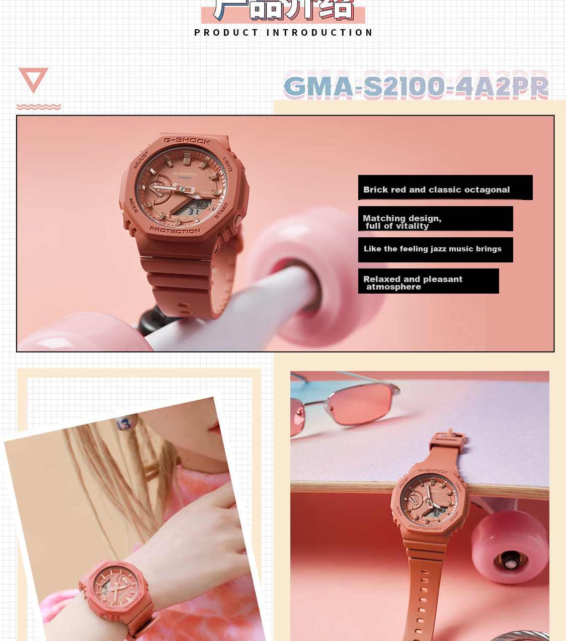 Casio Women's G-SHOCK Watch, Student Sports Digital Smart Watch, Japanese/Korean Style, Gift for Girlfriend, GMA-S2100 3