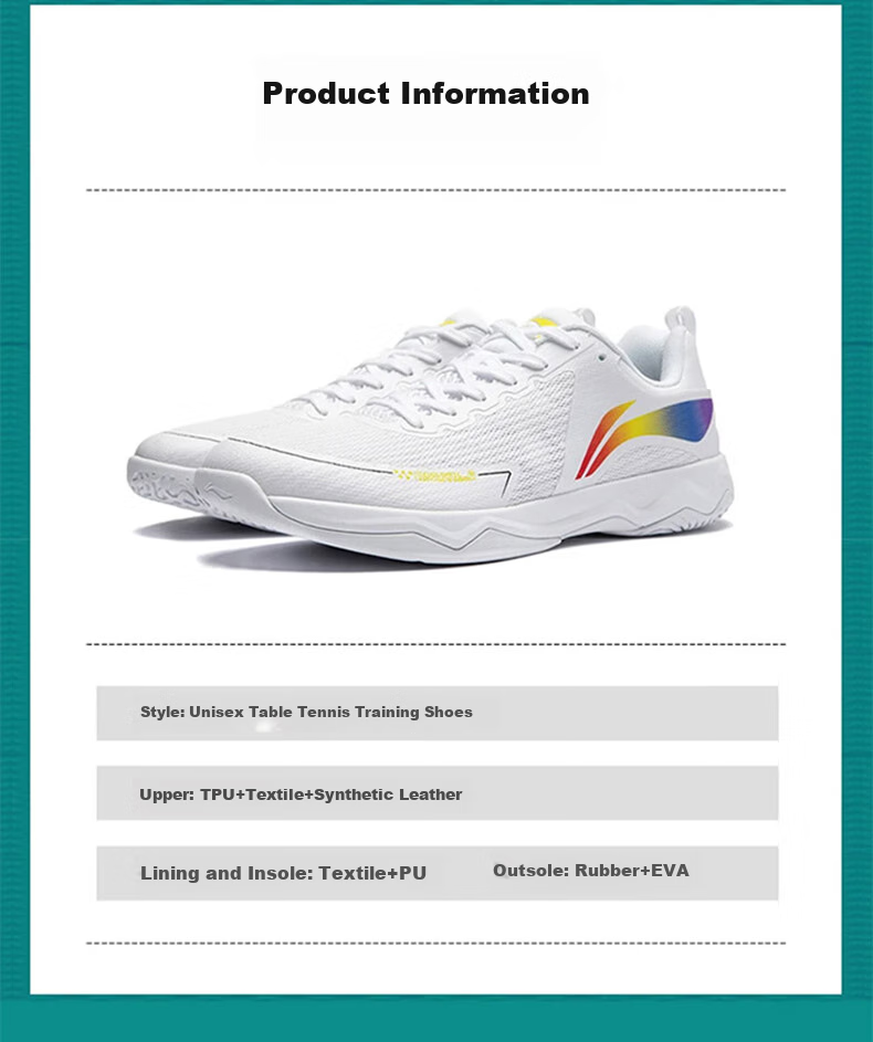Li-Ning Table Tennis Shoes Qilin 3.0ESS Unisex Anti-Slip Shock-Absorbing Sports Shoes Training Shoes Standard White Size 39 6